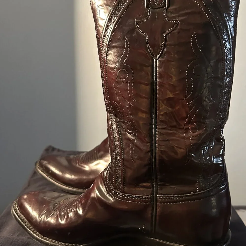 Lucchese Gavin  Goat Black Cherry Cowboy boot, Men size 10.5 - Picture 4 of 7